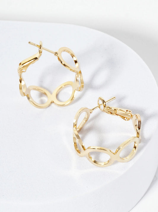 20mm 14K-Gold-Dipped Polished Brass Cutout Latch-Back Hoop Earrings