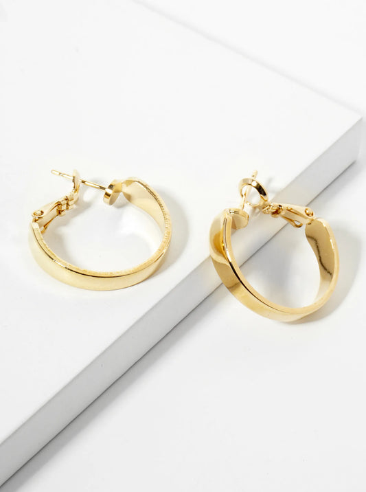 20mm 14K-Gold-Dipped Polished Brass Latch-Back Hoop Earrings