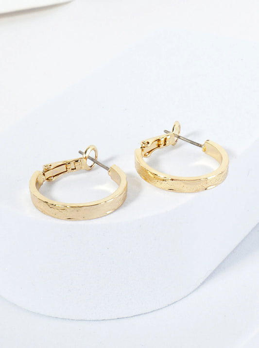 20mm 14K-Gold-Dipped Refined Texture Latch-Back Hoop Earrings