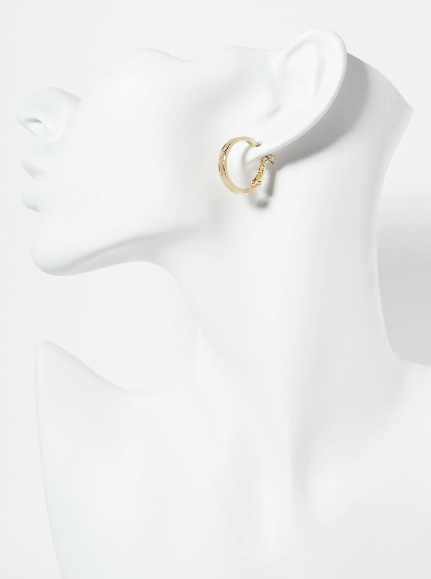 20mm 14K-Gold-Dipped Refined Texture Latch-Back Hoop Earrings