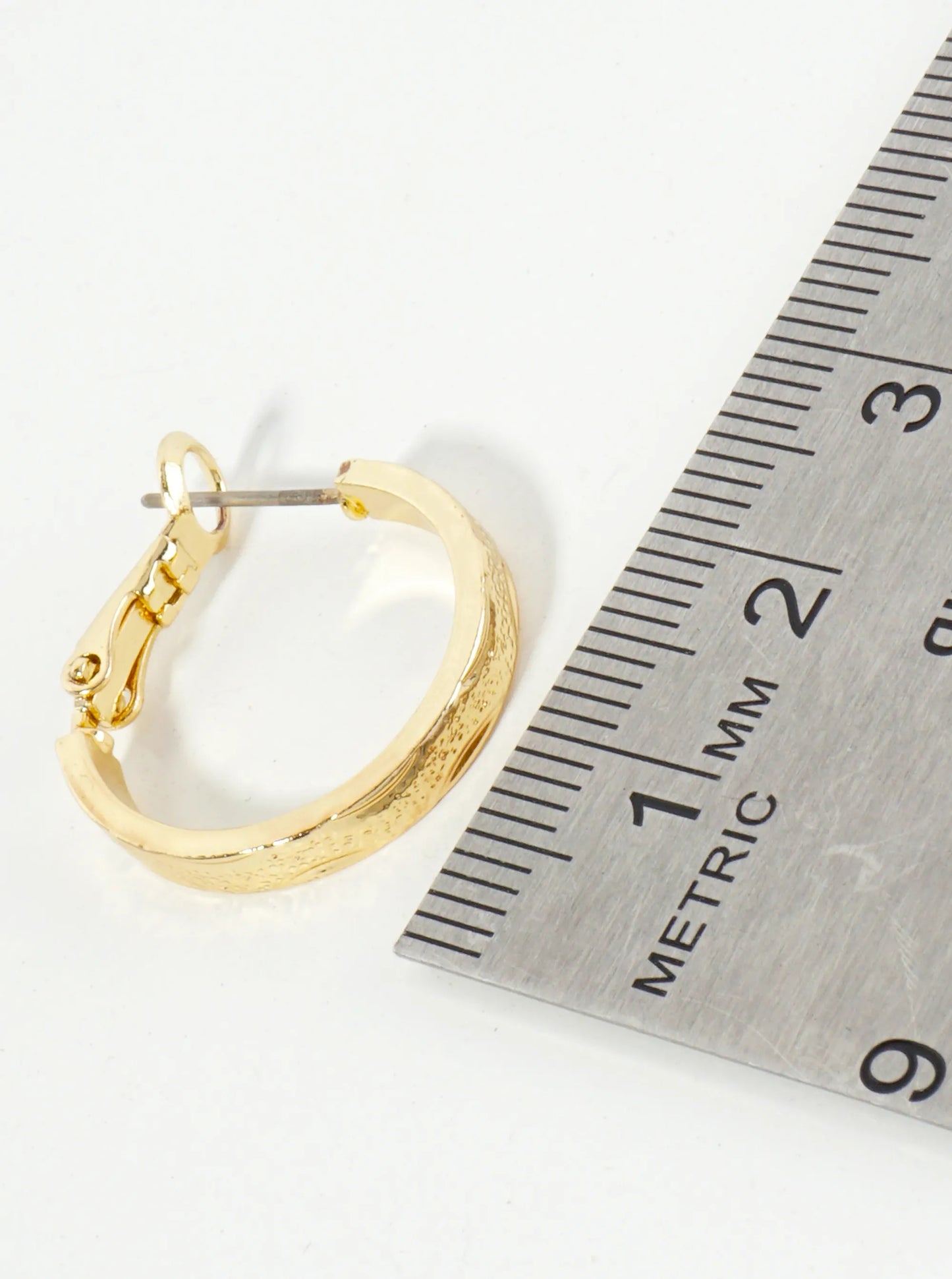 20mm 14K-Gold-Dipped Refined Texture Latch-Back Hoop Earrings