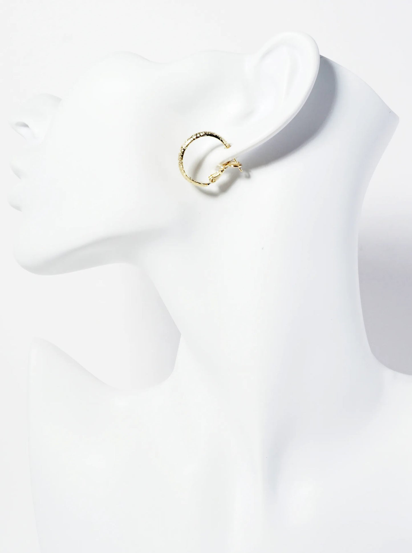 20mm 14K-Gold-Dipped Sandblast Textured Latch-Back Hoop Earrings