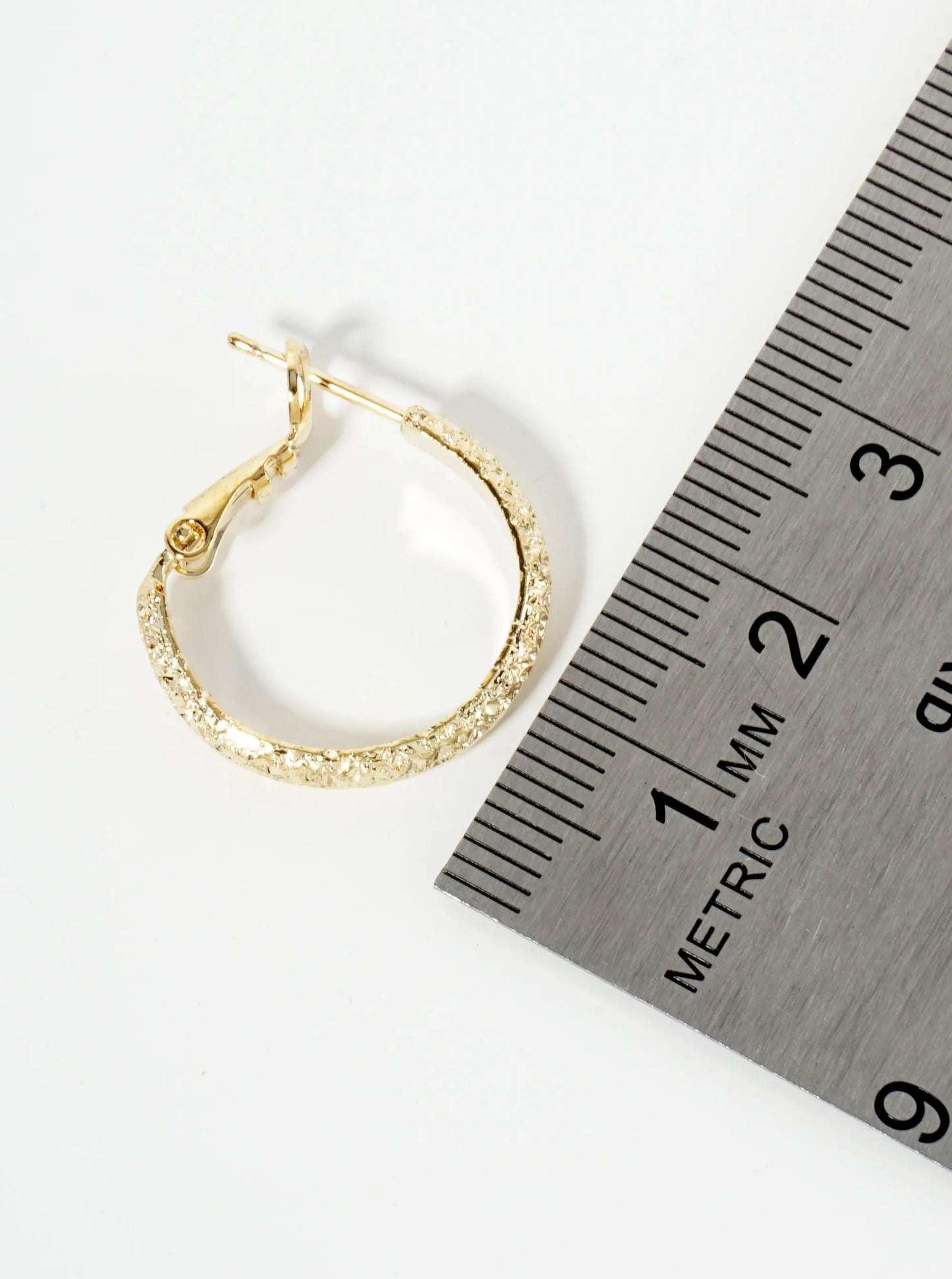 20mm 14K-Gold-Dipped Sandblast Textured Latch-Back Hoop Earrings