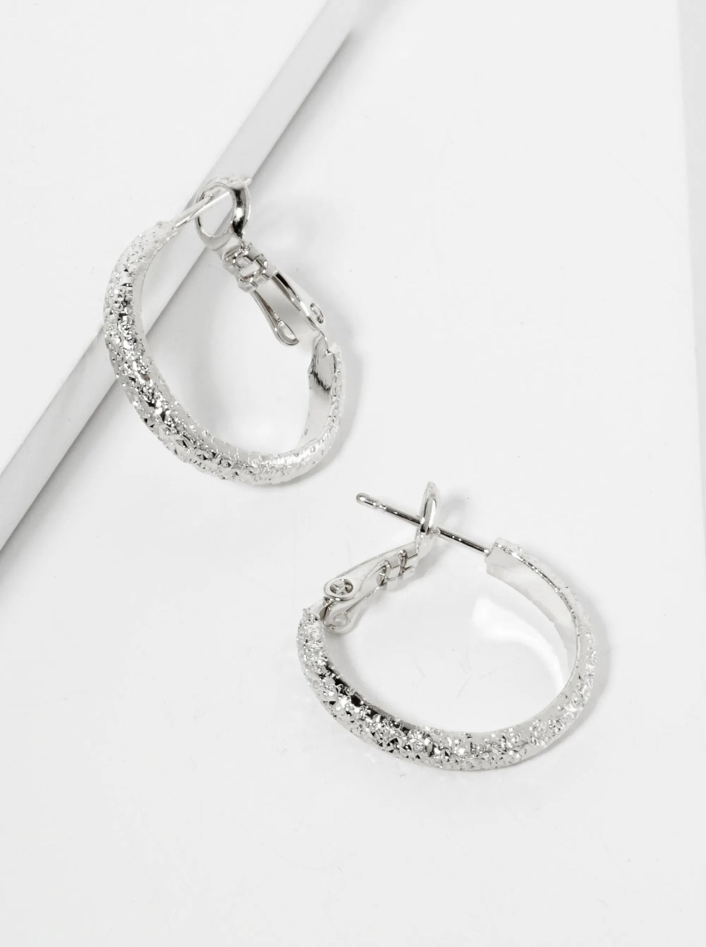 20mm 14K-Gold-Dipped Sandblast Textured Latch-Back Hoop Earrings