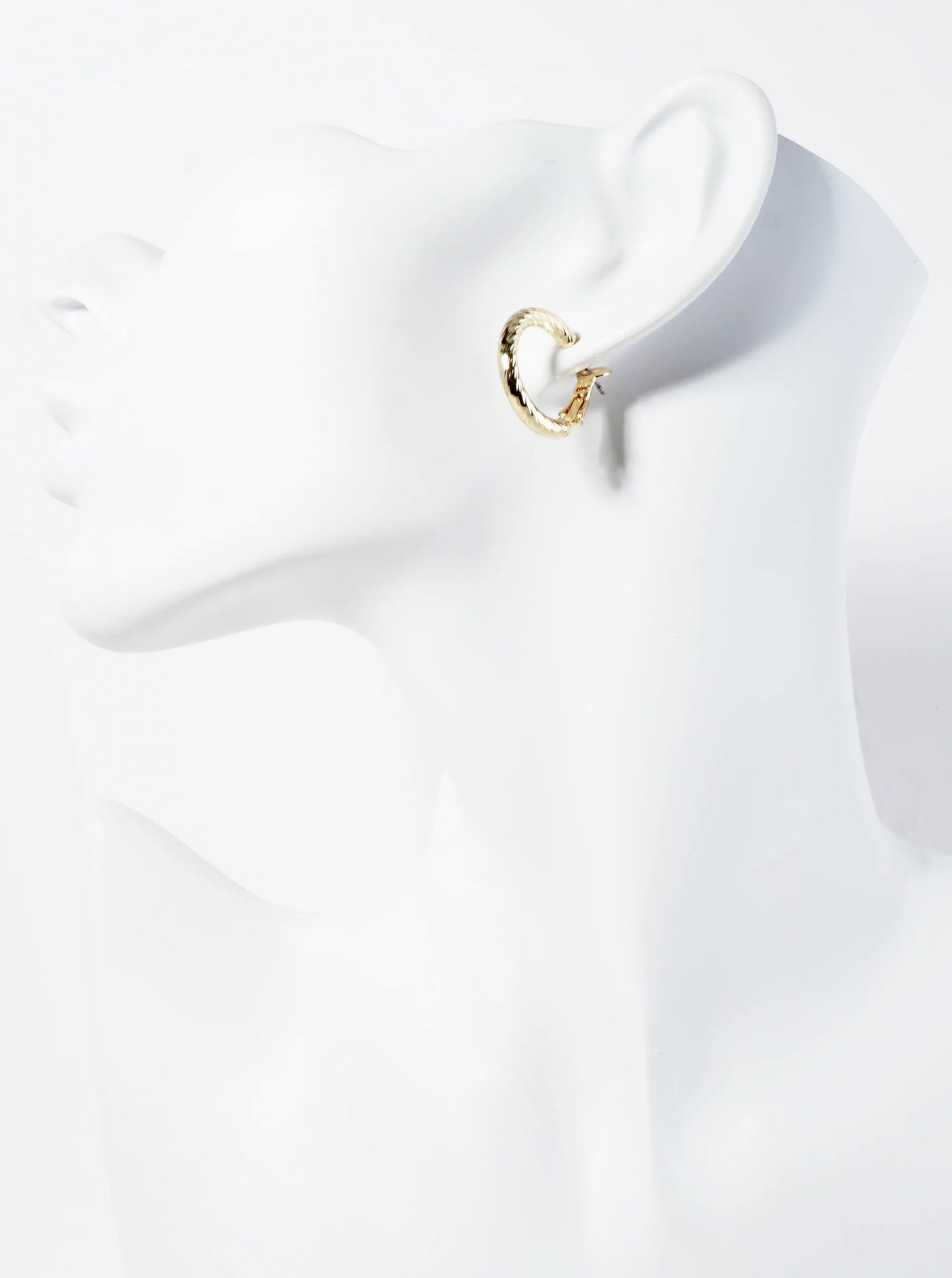 20mm 14K-Gold-Dipped Textured Brass Latch-Back Hoop Earrings With 3mm Thickness