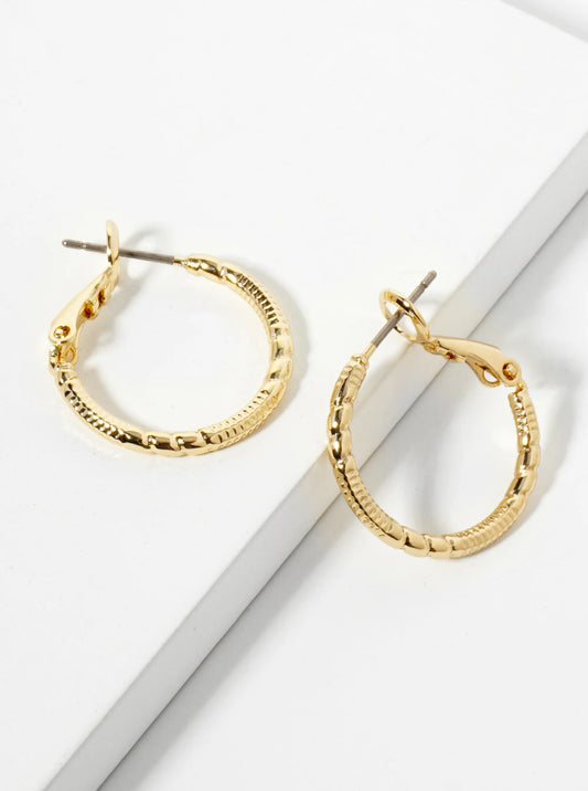 20mm 14K-Gold-Dipped Textured Latch-Back Hoop Earrings