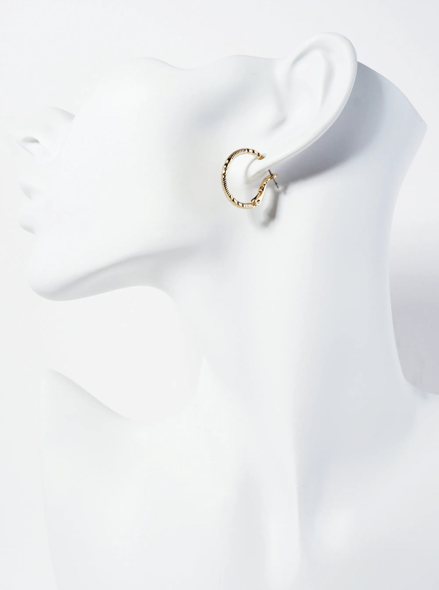 20mm 14K-Gold-Dipped Textured Latch-Back Hoop Earrings