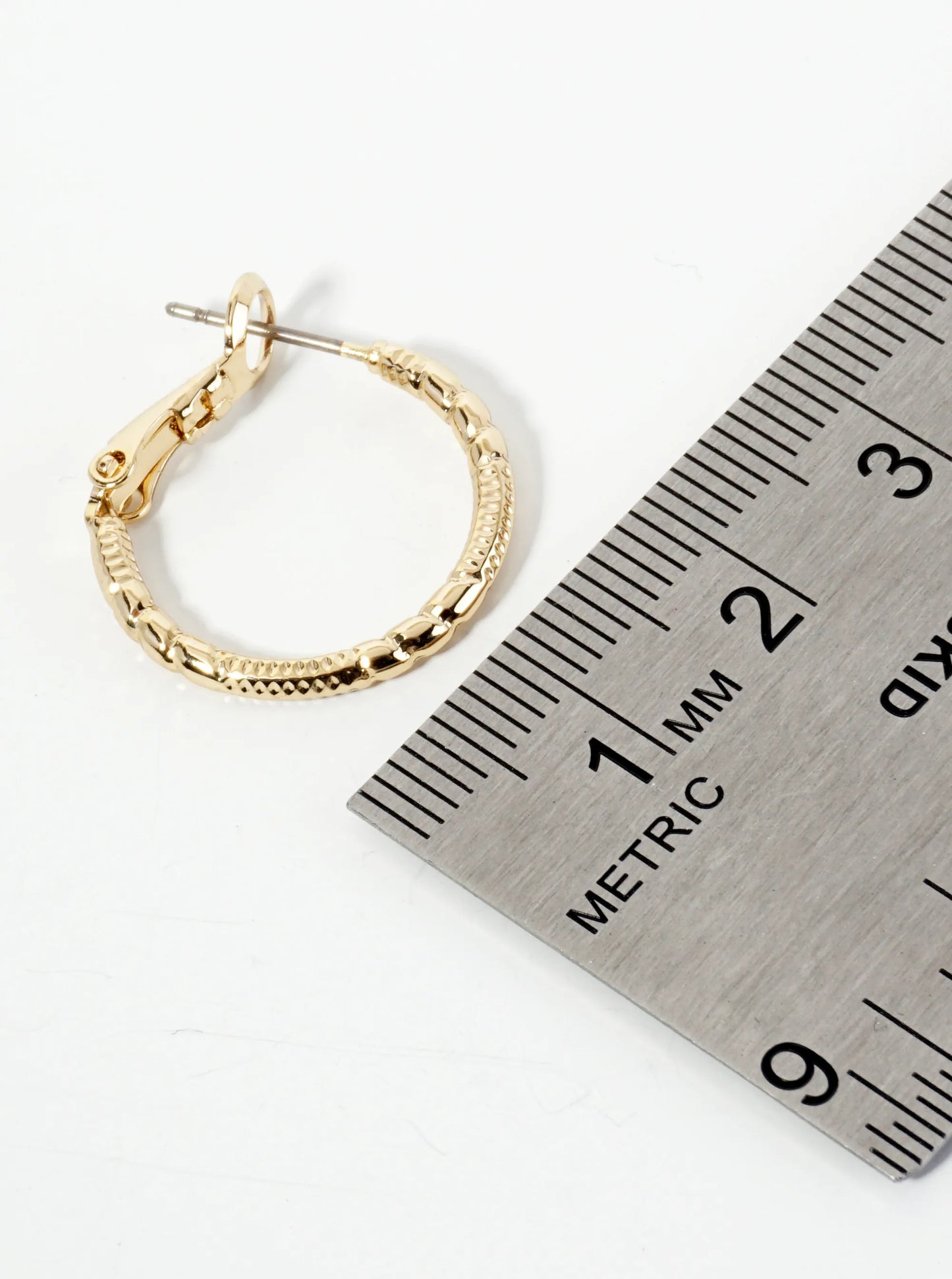 20mm 14K-Gold-Dipped Textured Latch-Back Hoop Earrings