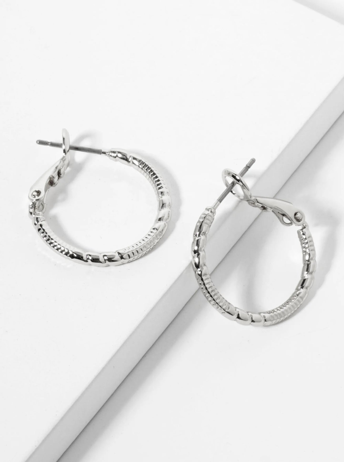 20mm 14K-Gold-Dipped Textured Latch-Back Hoop Earrings