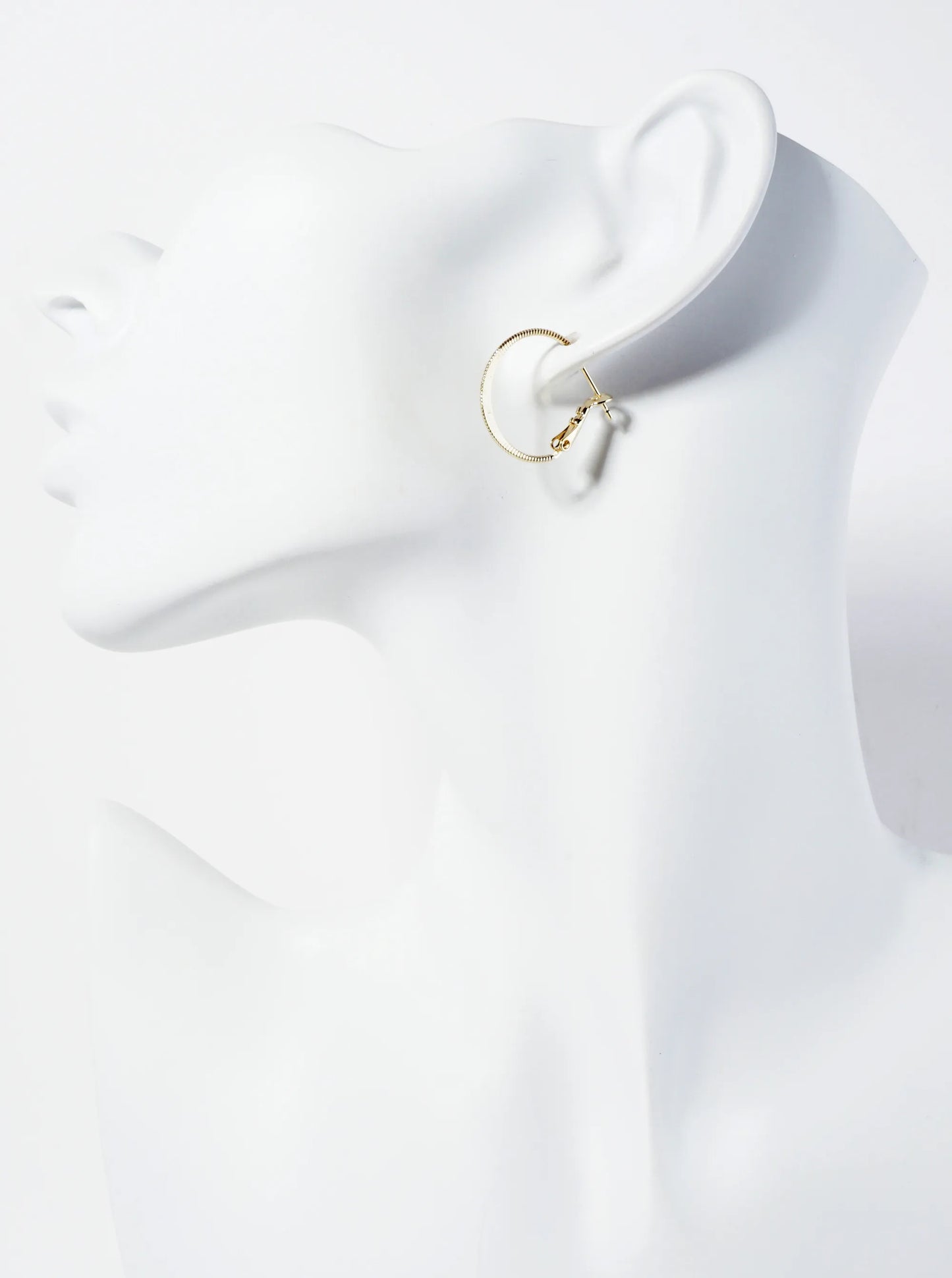 20mm 14K-Gold-Dipped Textured Latch-Back Hoop Earrings With Flat Center