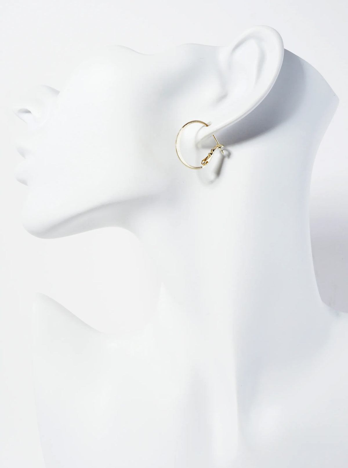 20mm 14K-Gold-Dipped Textured Latch-Back Hoop Earrings With Flat Center