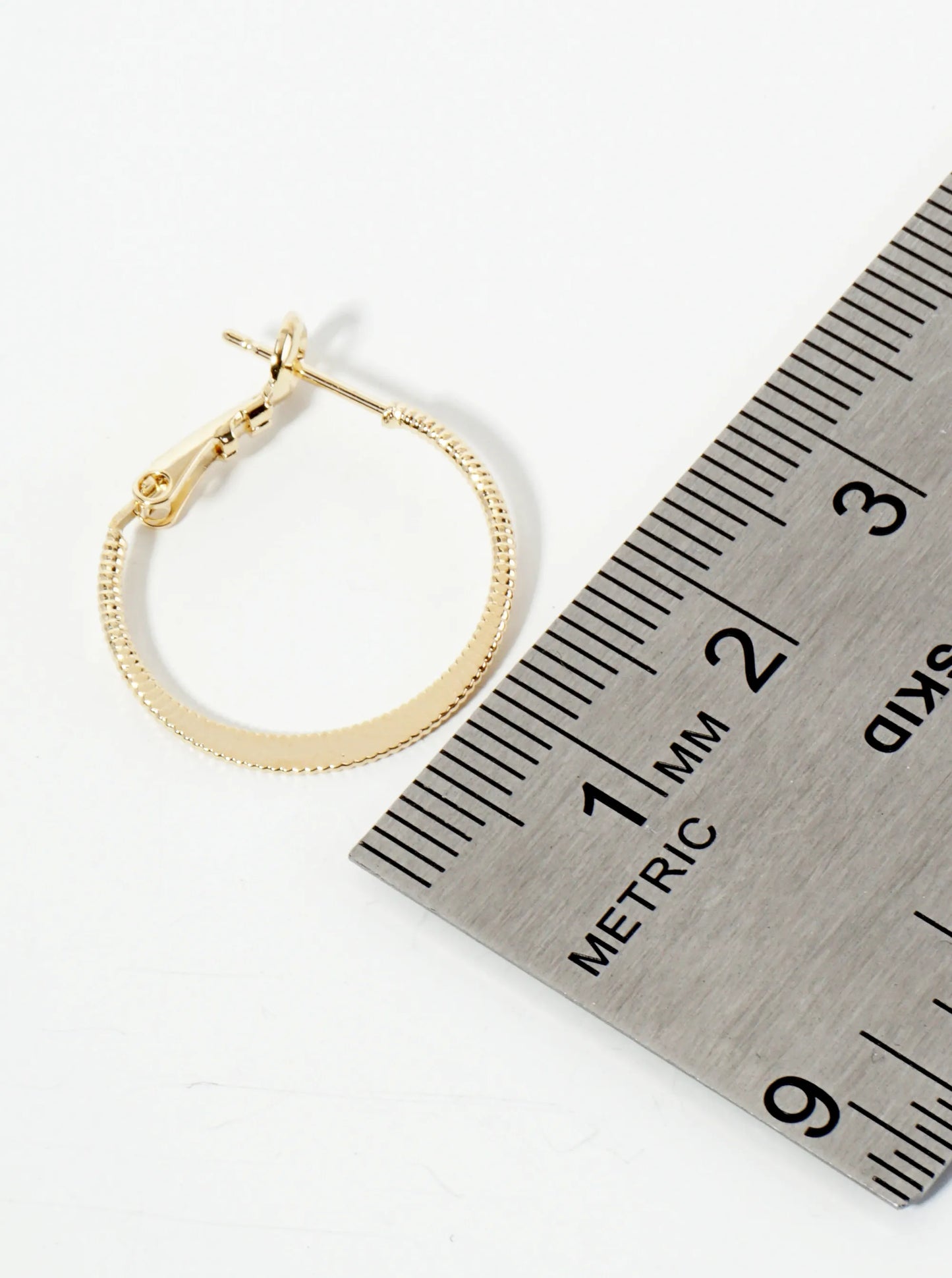 20mm 14K-Gold-Dipped Textured Latch-Back Hoop Earrings With Flat Center