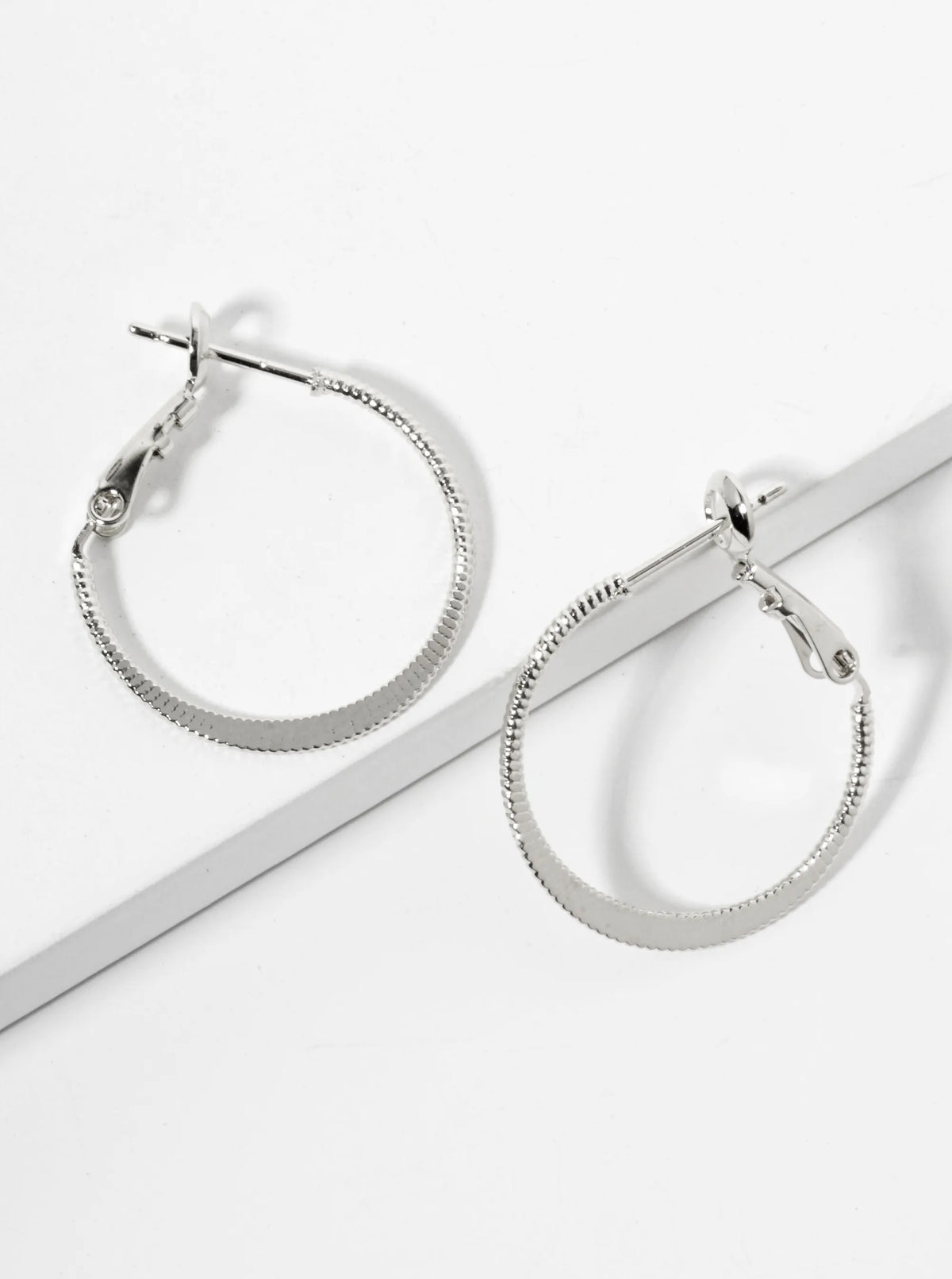 20mm 14K-Gold-Dipped Textured Latch-Back Hoop Earrings With Flat Center