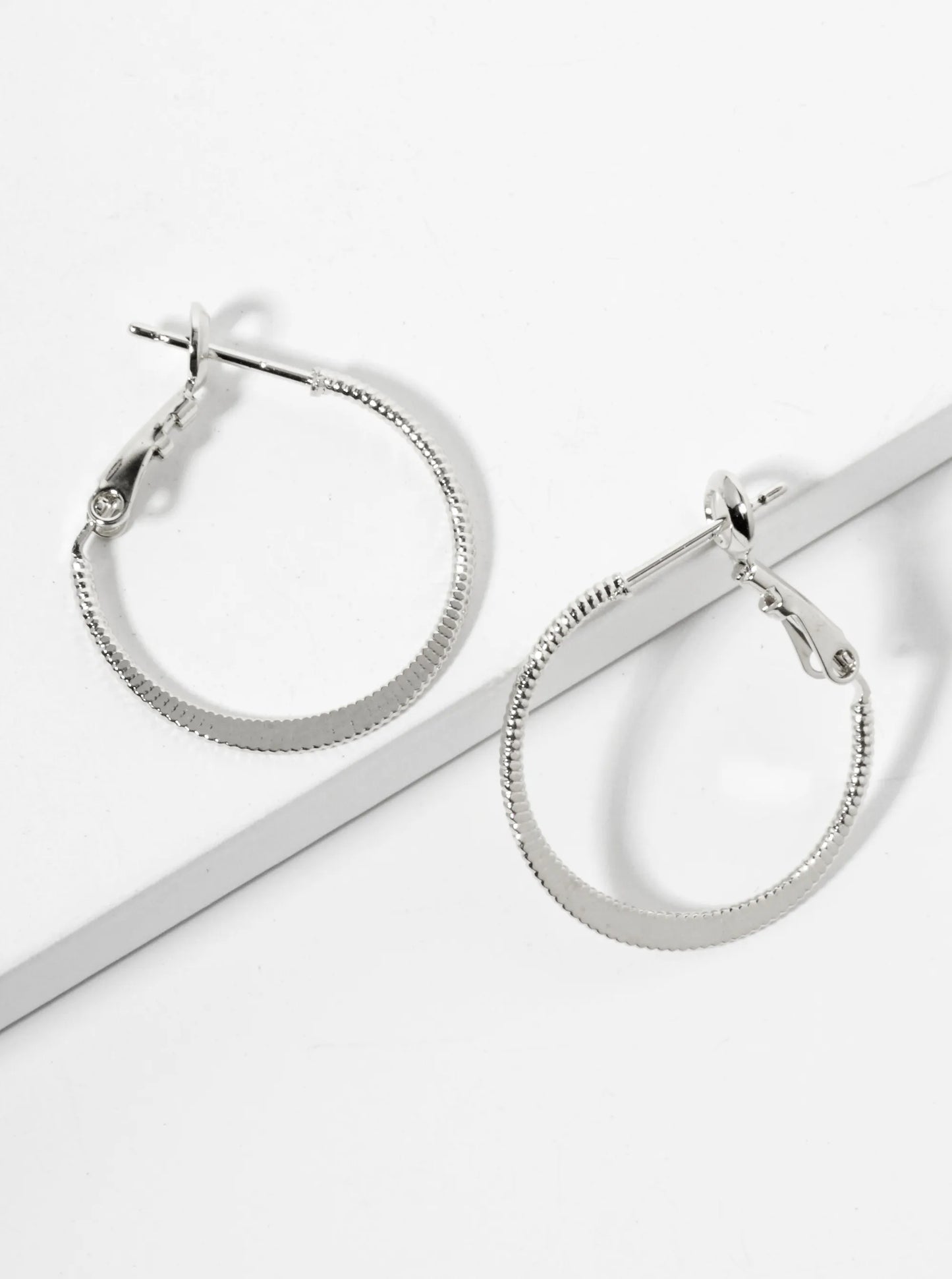 20mm 14K-Gold-Dipped Textured Latch-Back Hoop Earrings With Flat Center