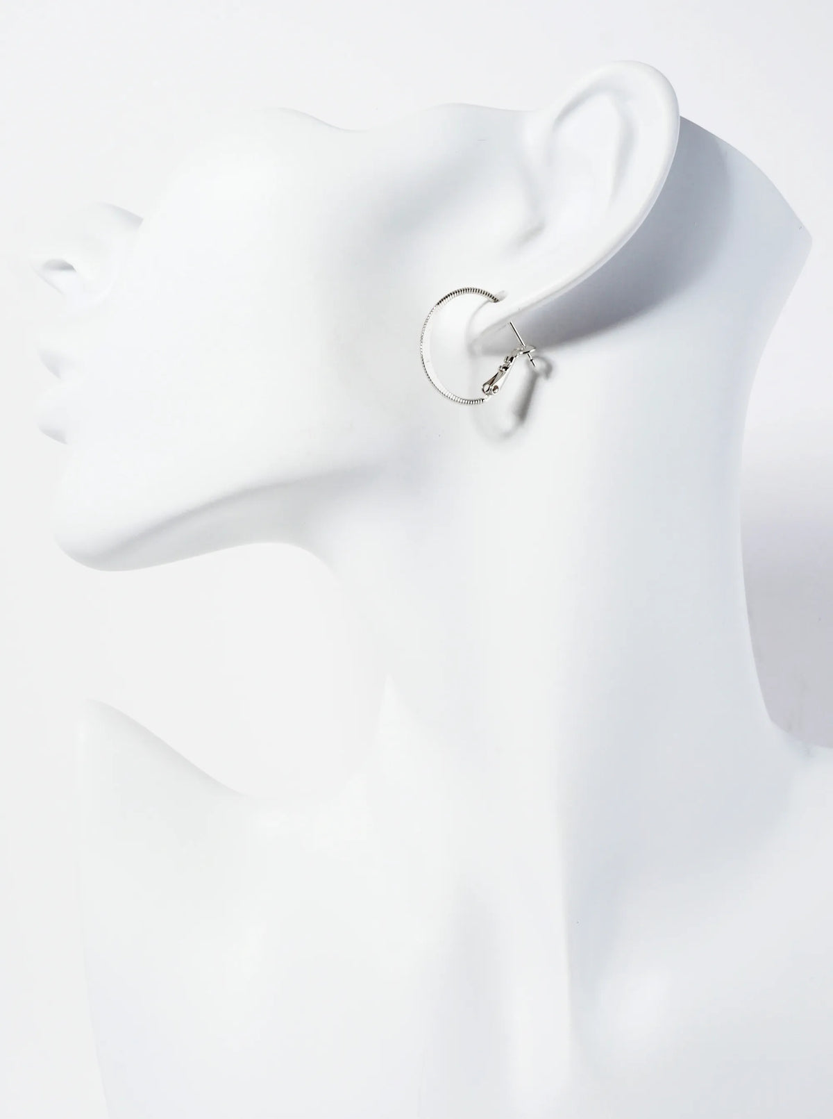 20mm 14K-Gold-Dipped Textured Latch-Back Hoop Earrings With Flat Center