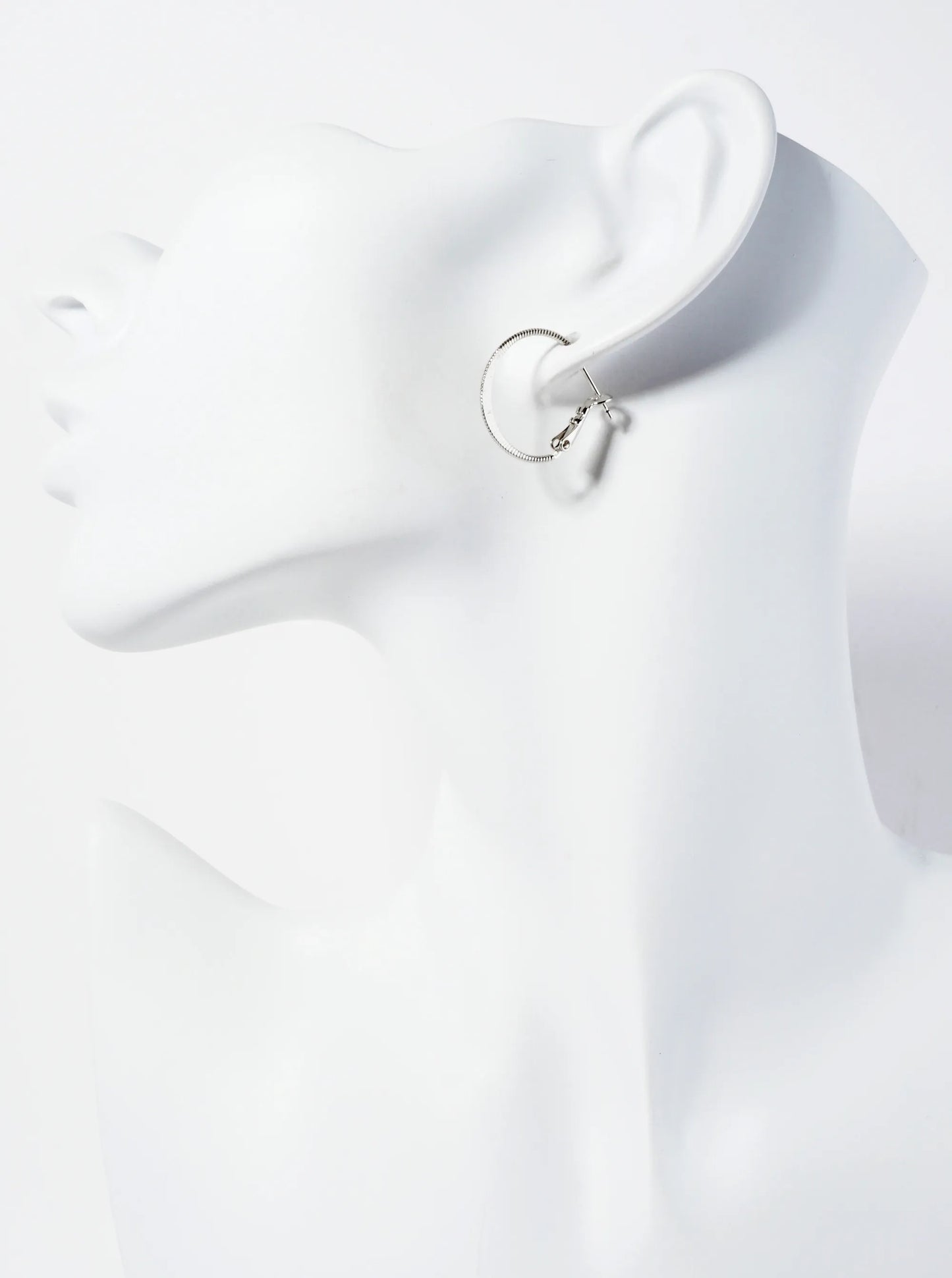 20mm 14K-Gold-Dipped Textured Latch-Back Hoop Earrings With Flat Center