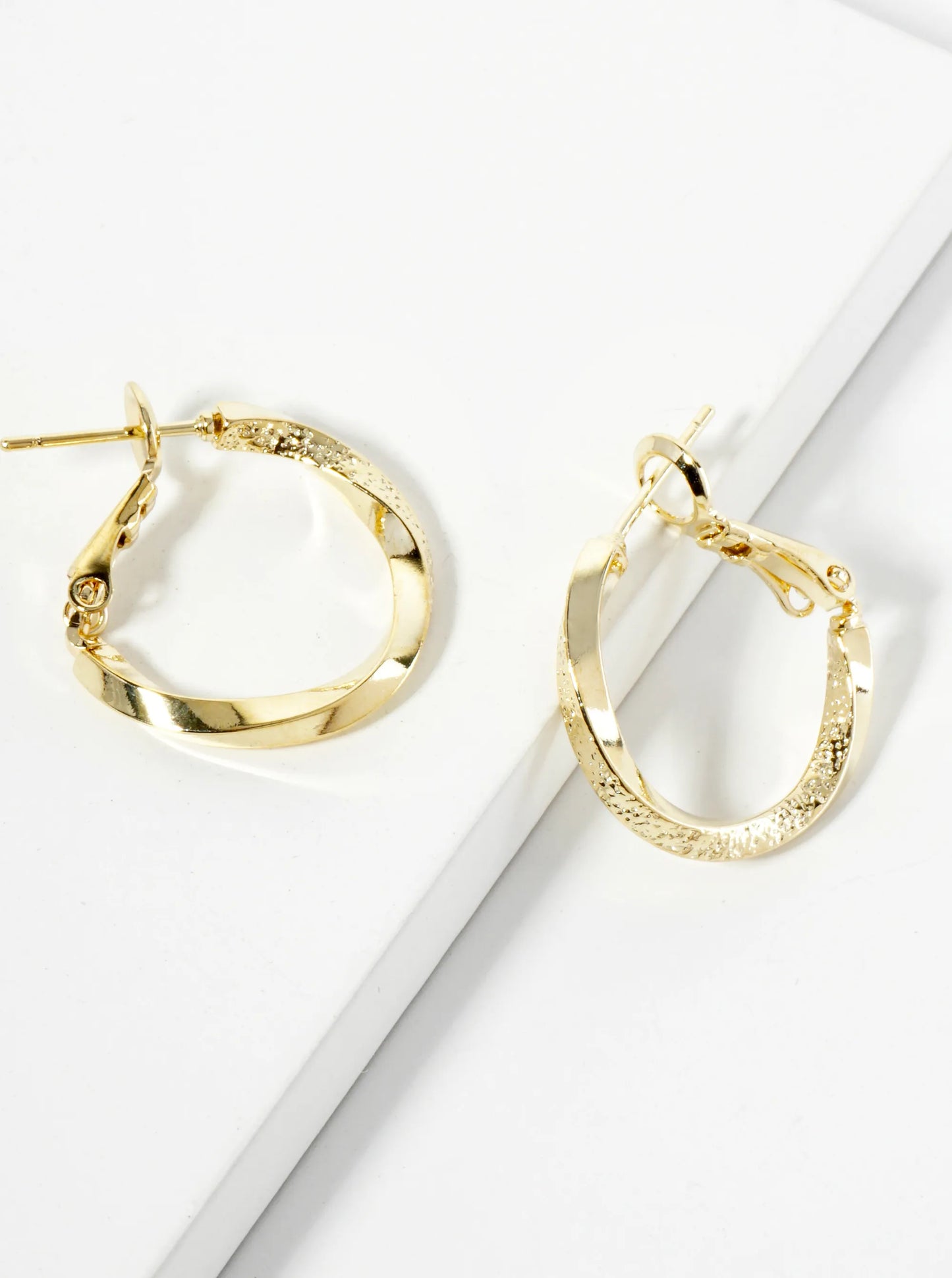 20mm 14K-Gold-Dipped Textured Twist Latch-Back Hoop Earrings