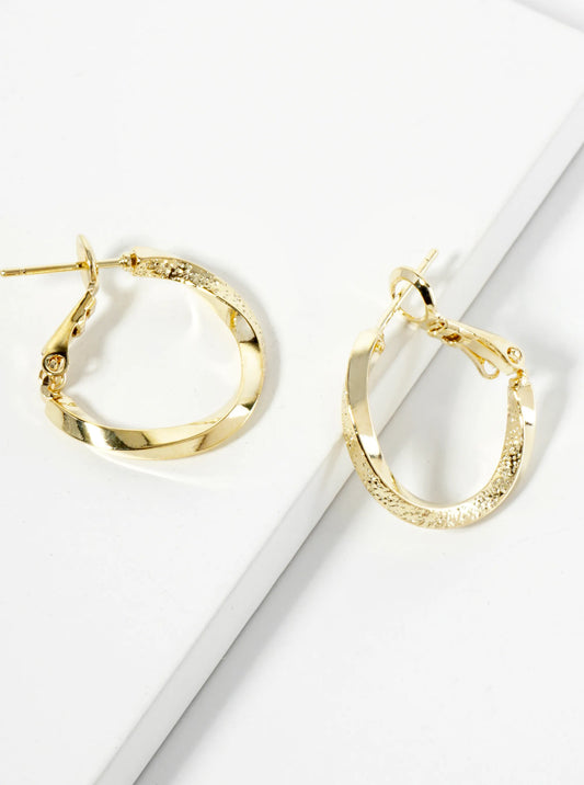 20mm 14K-Gold-Dipped Textured Twist Latch-Back Hoop Earrings