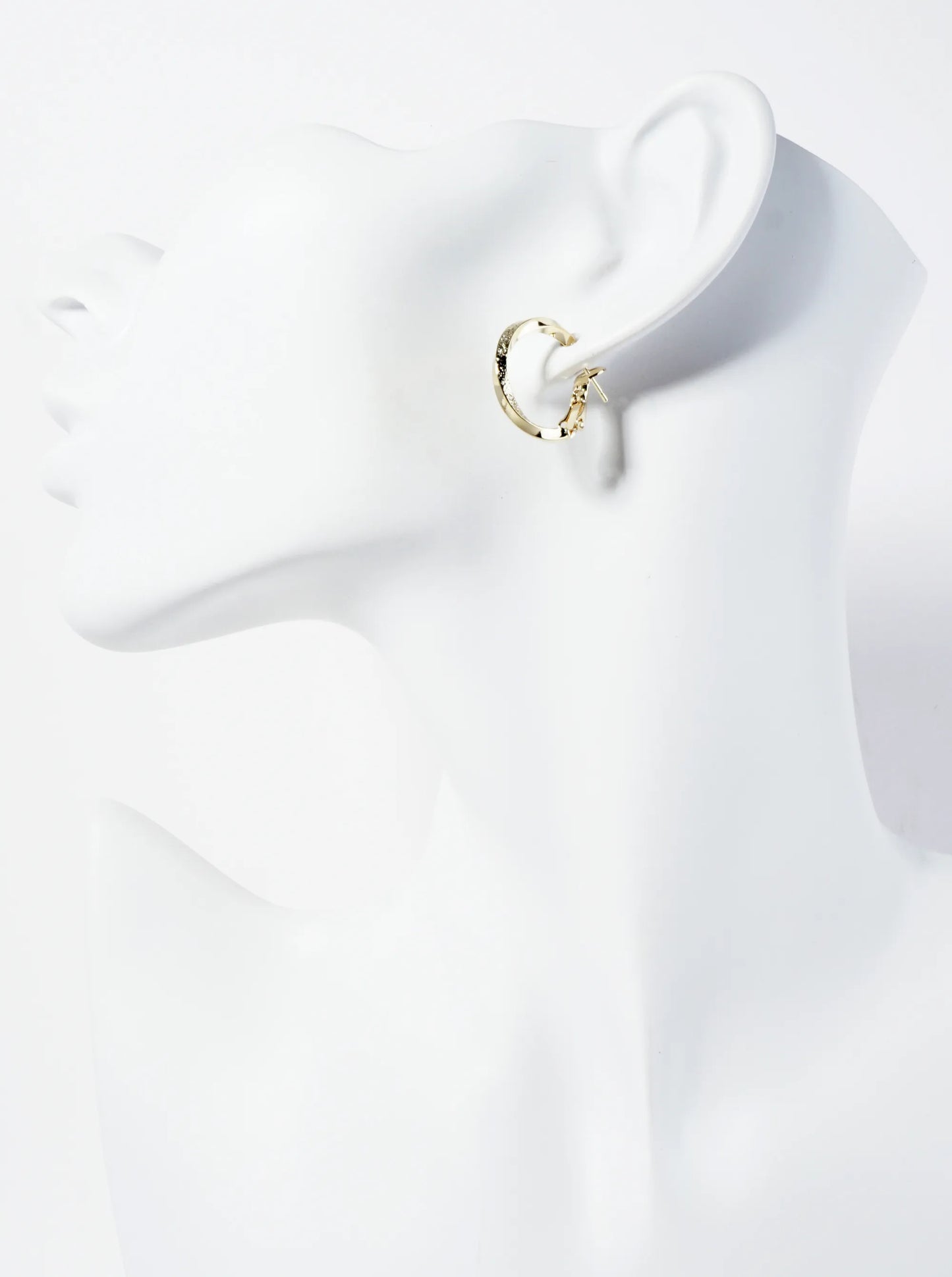 20mm 14K-Gold-Dipped Textured Twist Latch-Back Hoop Earrings