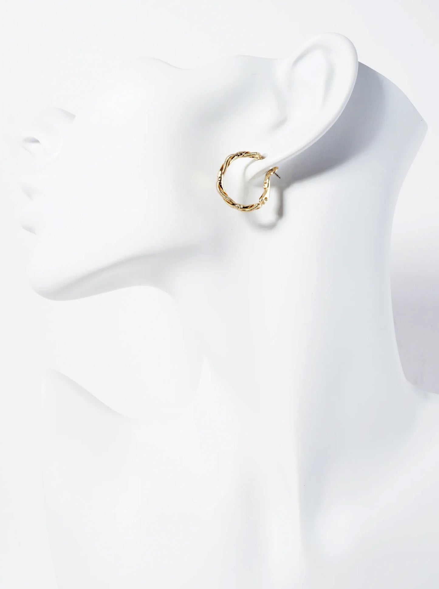 20mm 14K-Gold-Dipped Textured Twist Latch-Back Hoop Earrings