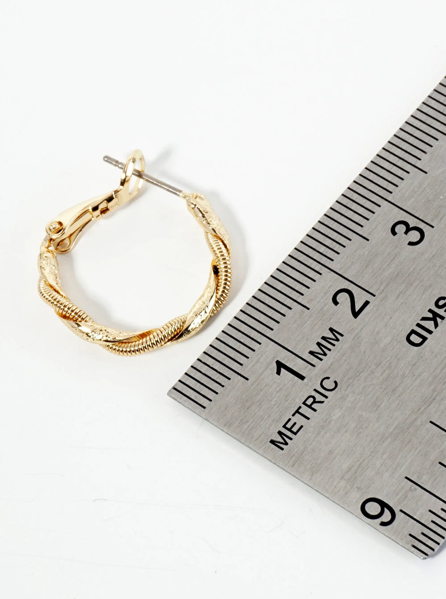 20mm 14K-Gold-Dipped Textured Twist Latch-Back Hoop Earrings