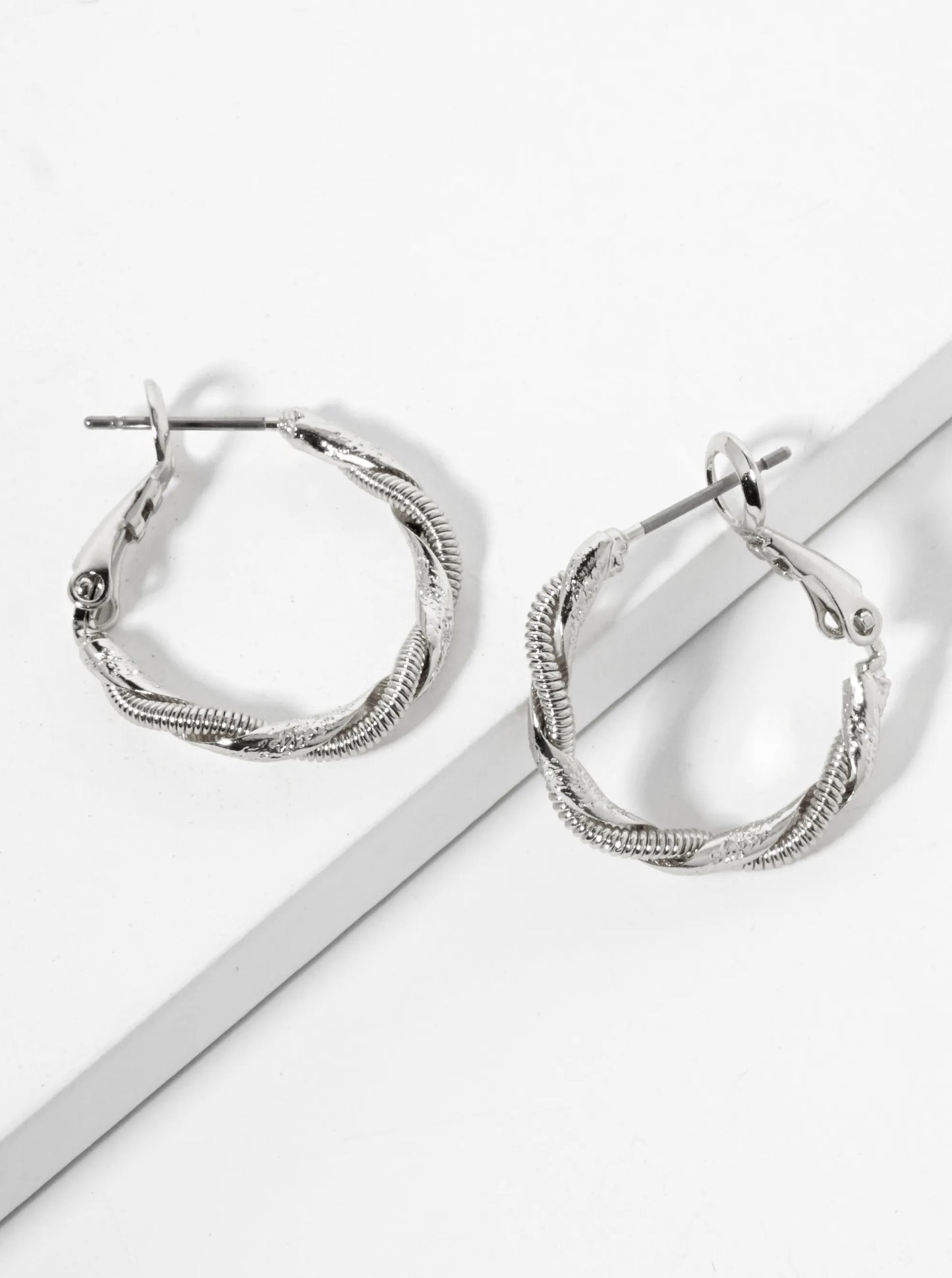 20mm 14K-Gold-Dipped Textured Twist Latch-Back Hoop Earrings