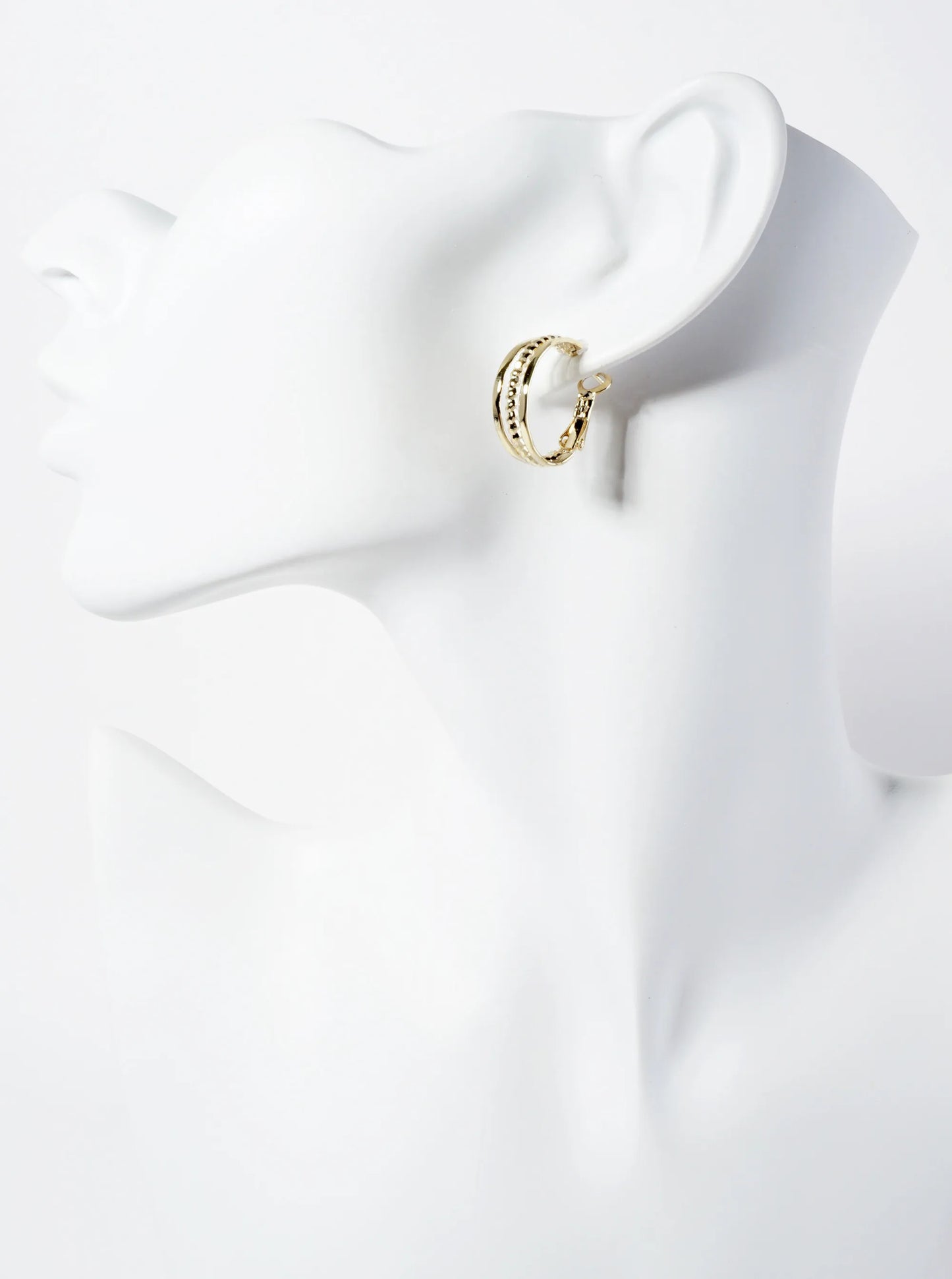 20mm Ball-textured Layered Latch-back Hoop Earrings