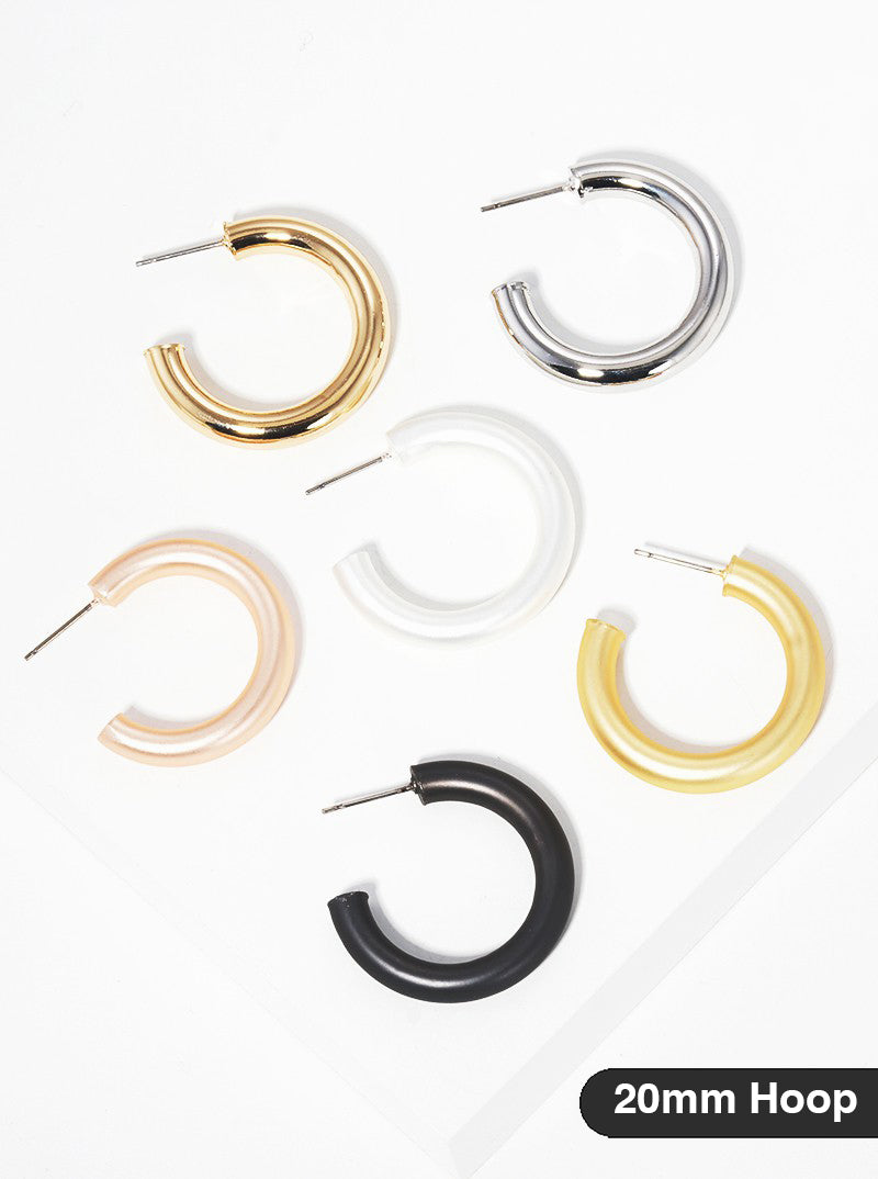 20mm Bold Brass Hollow Hoop Earrings