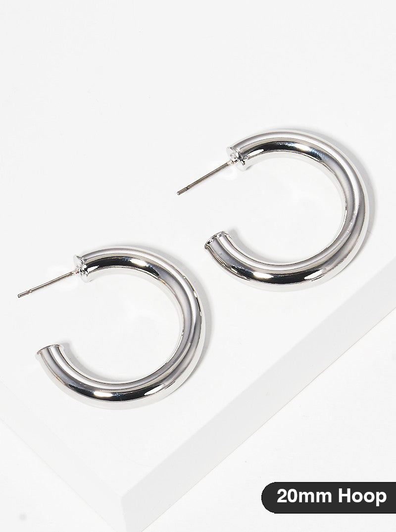 20mm Bold Brass Hollow Hoop Earrings