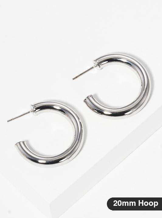 20mm Bold Brass Hollow Hoop Earrings