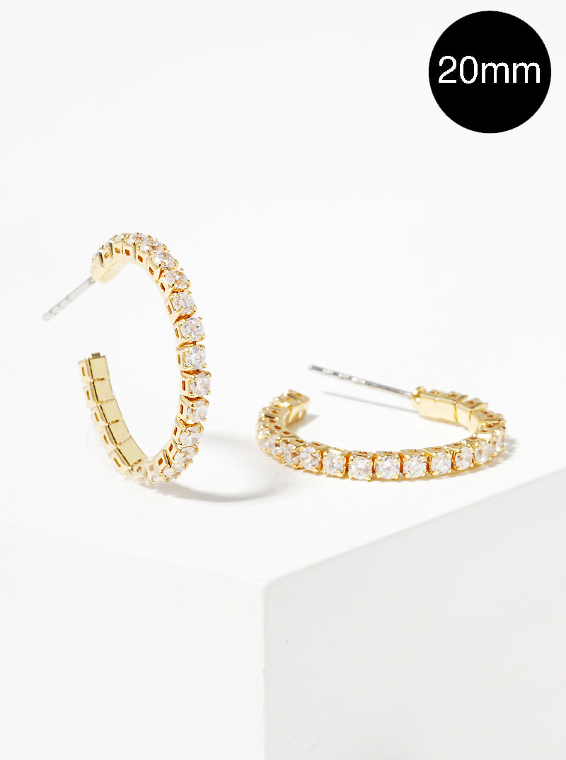 20mm CZ Pave Open Hoop Earrings