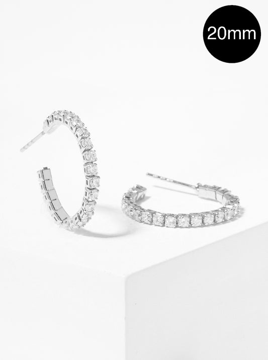 20mm CZ Pave Open Hoop Earrings
