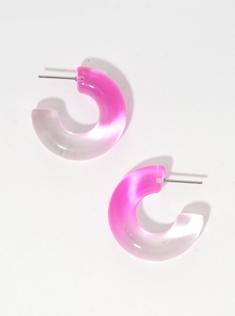 20mm Color Lucite Hoop Earrings Fuchsia-Multi