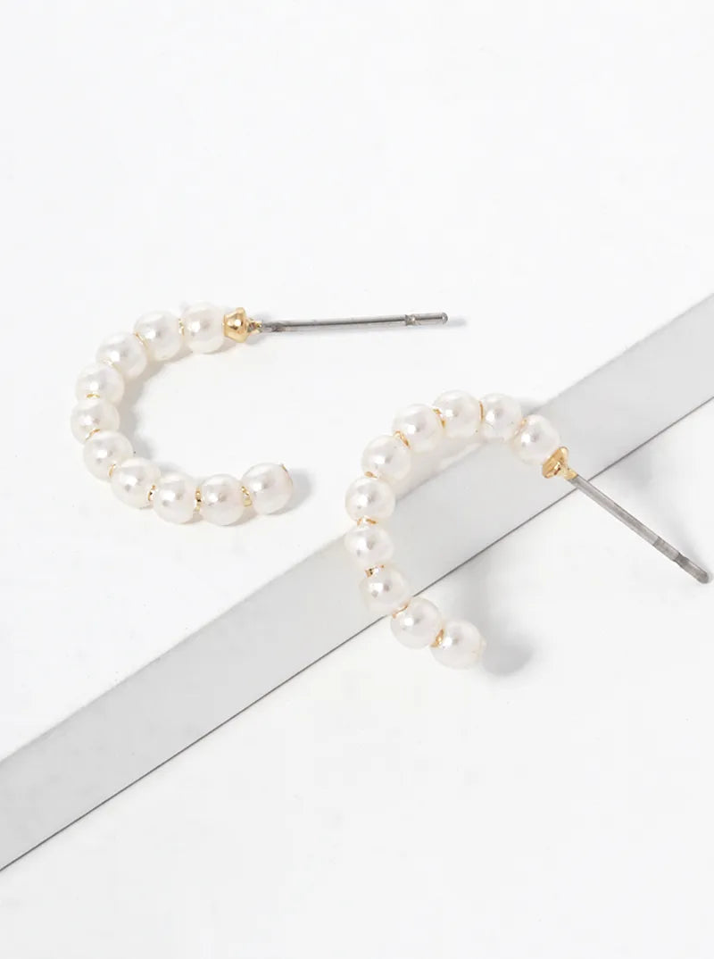 20mm Dainty Pearl Beaded 15mm Hoop Earrings