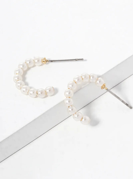 20mm Dainty Pearl Beaded 15mm Hoop Earrings