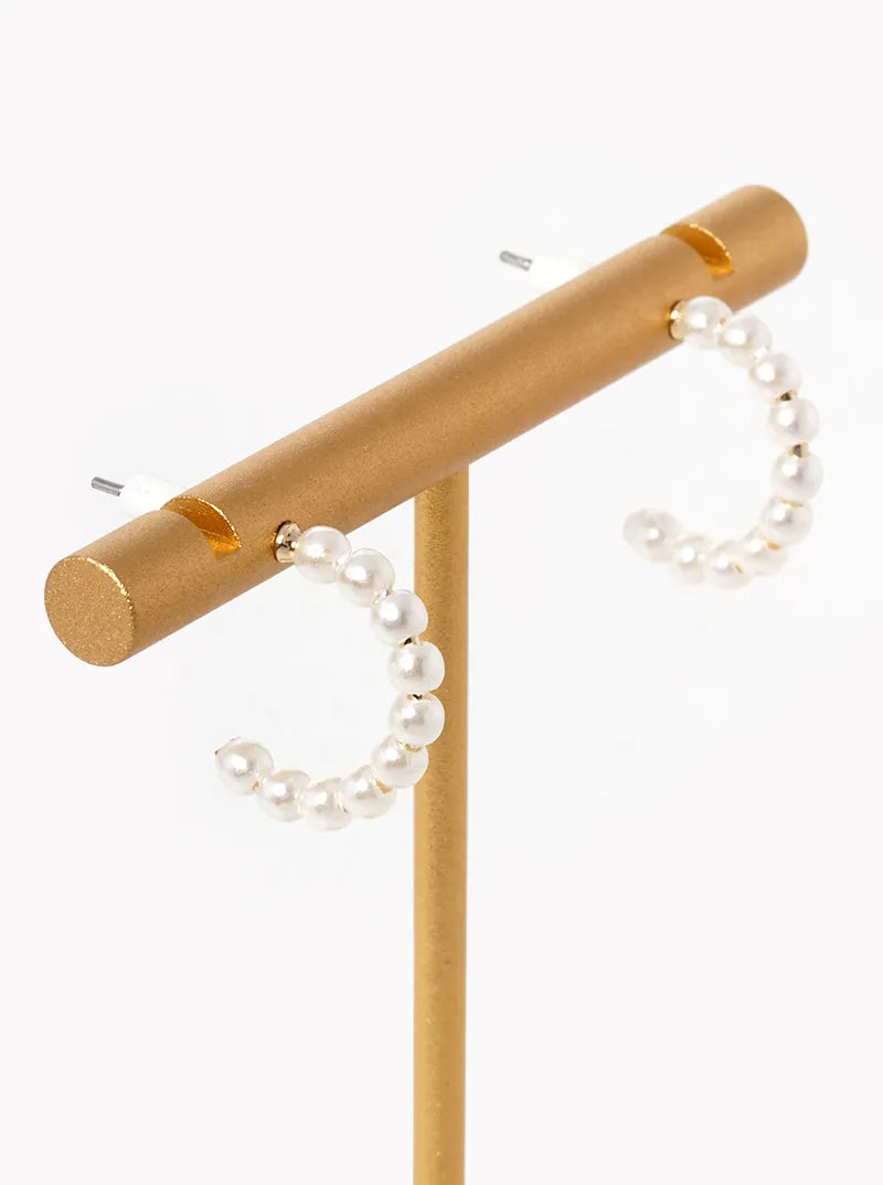 20mm Dainty Pearl Beaded 15mm Hoop Earrings