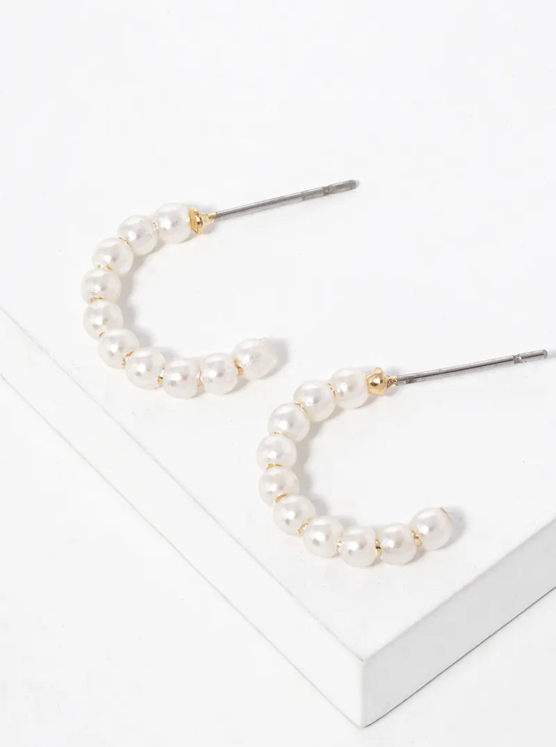 20mm Dainty Pearl Beaded 15mm Hoop Earrings