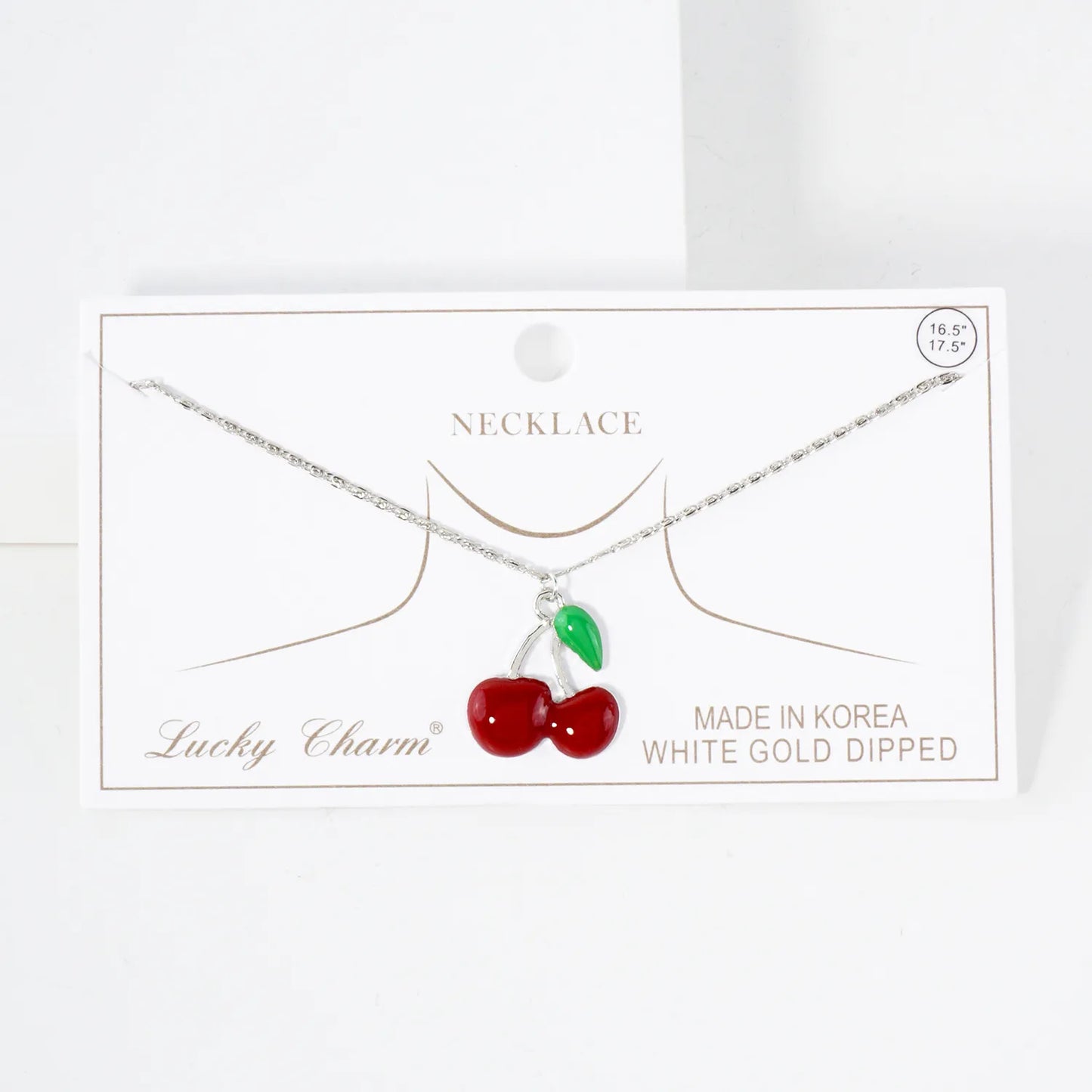 20mm Enamel Cherry Pendant 18K-Gold-Dipped Brass Necklace