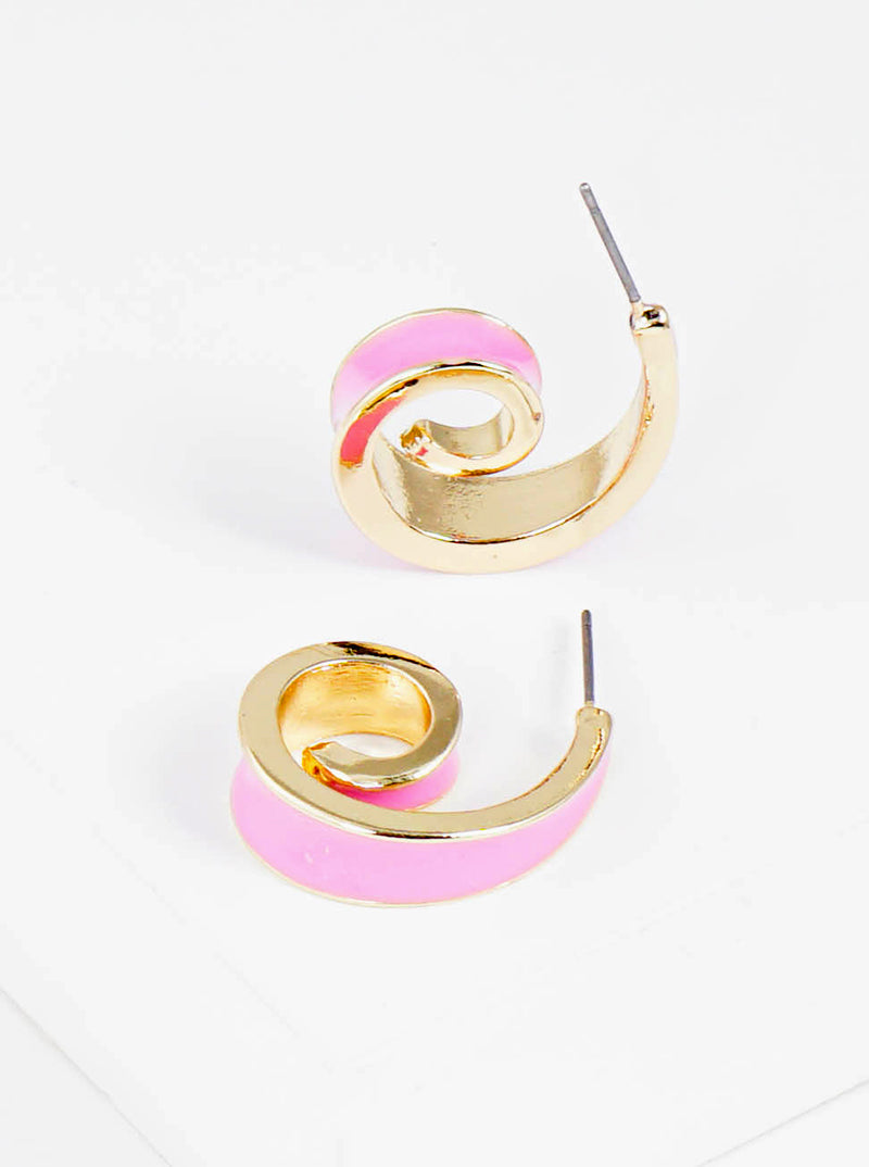20mm Enamel Filled Tiny Spiral Open Hoop Earrings