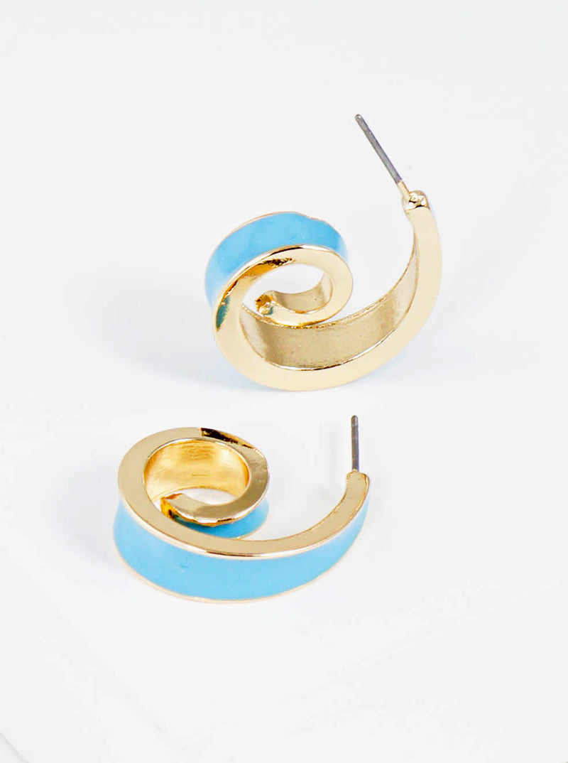 20mm Enamel Filled Tiny Spiral Open Hoop Earrings