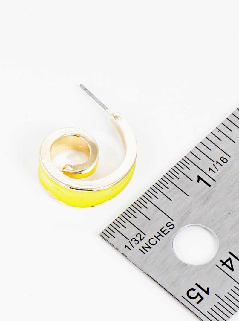 20mm Enamel Filled Tiny Spiral Open Hoop Earrings