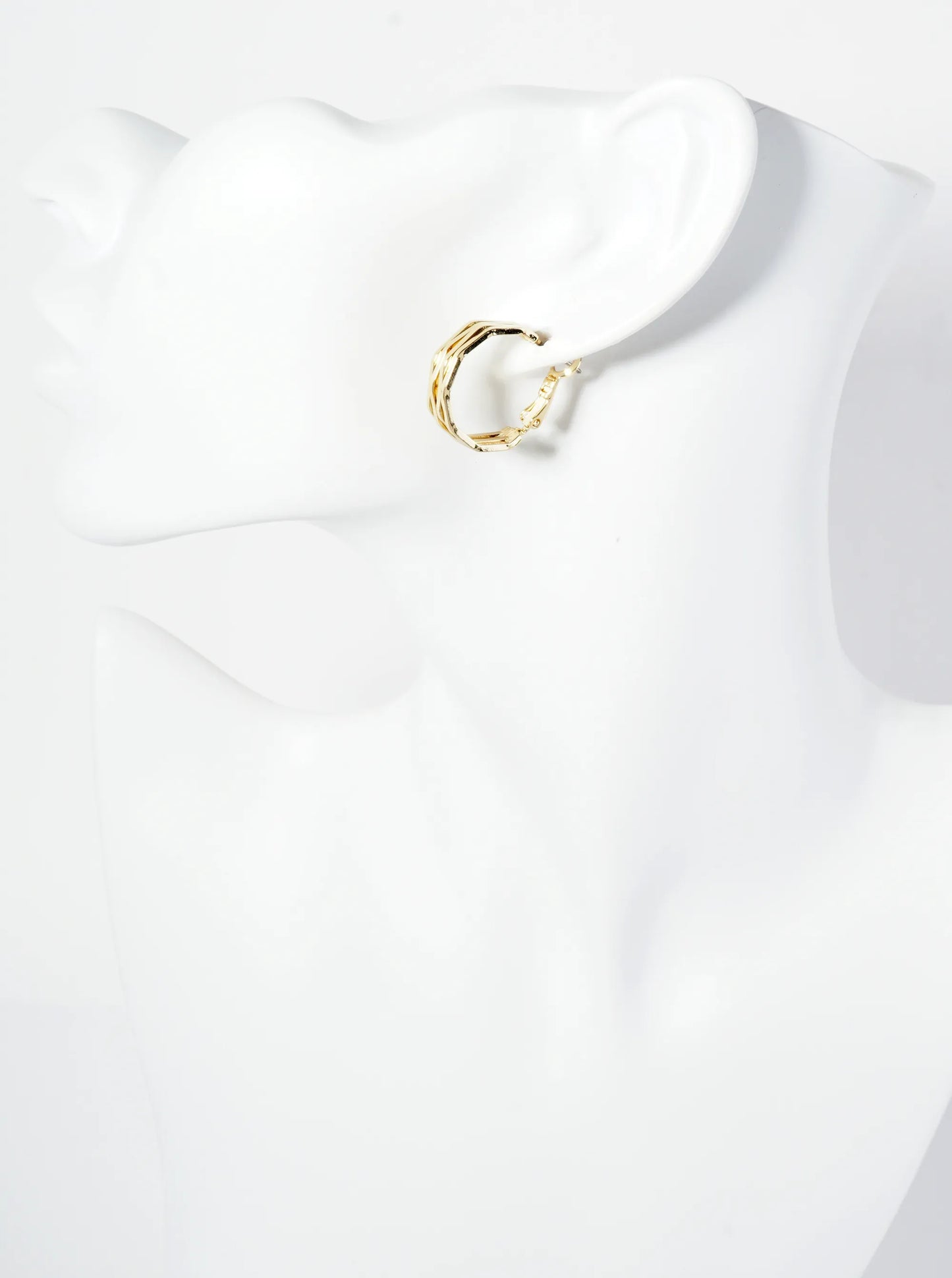 20mm Four Overlapping Octagon 14K-Gold-Dipped Geometric Latch-Back Hoop Earrings