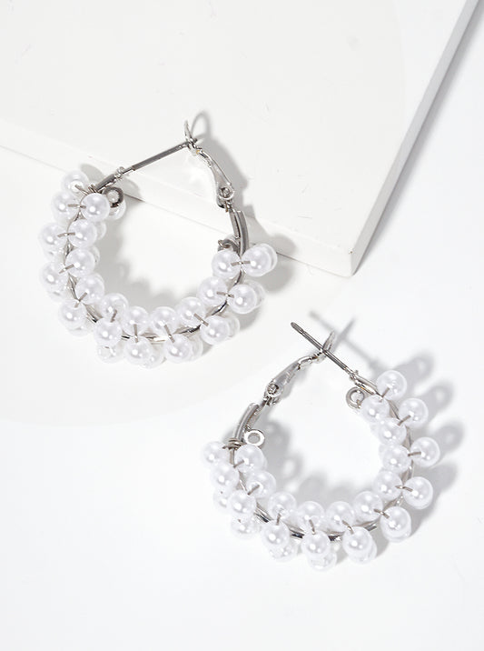 20mm Hoop Pearl Cluster Hoop Earrings