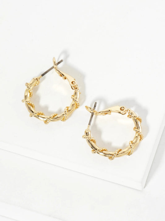 20mm Latch Back Hoop Earrings With Twisted Vine Design