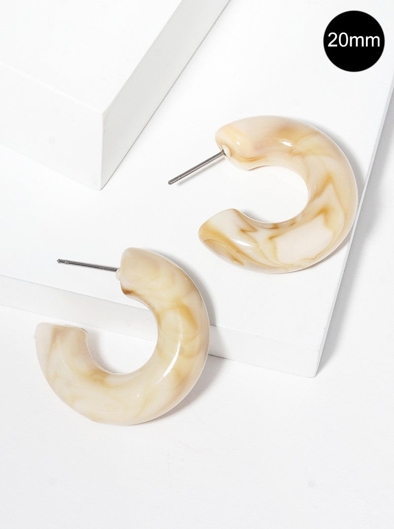 20mm Marbled Resin Open Hoop Earrings