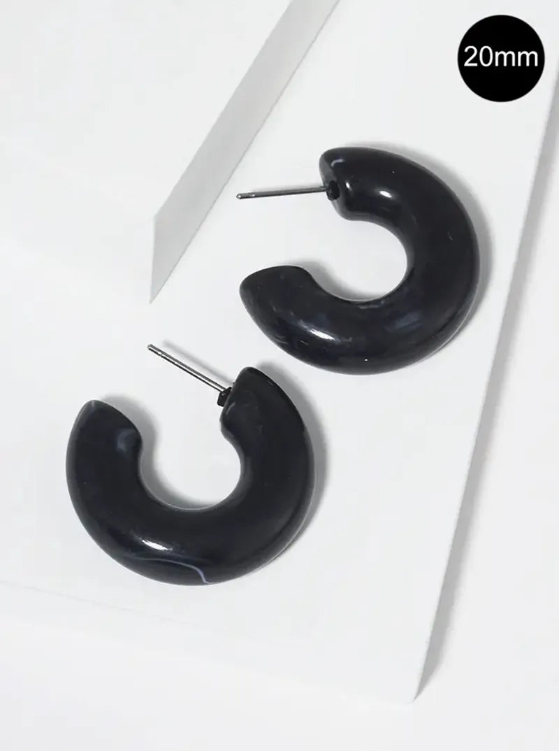 20mm Marbled Resin Open Hoop Earrings