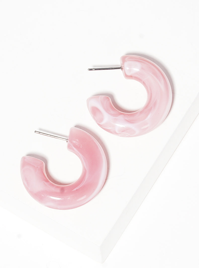 20mm Marbled Resin Open Hoop Earrings