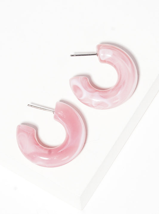 20mm Marbled Resin Open Hoop Earrings