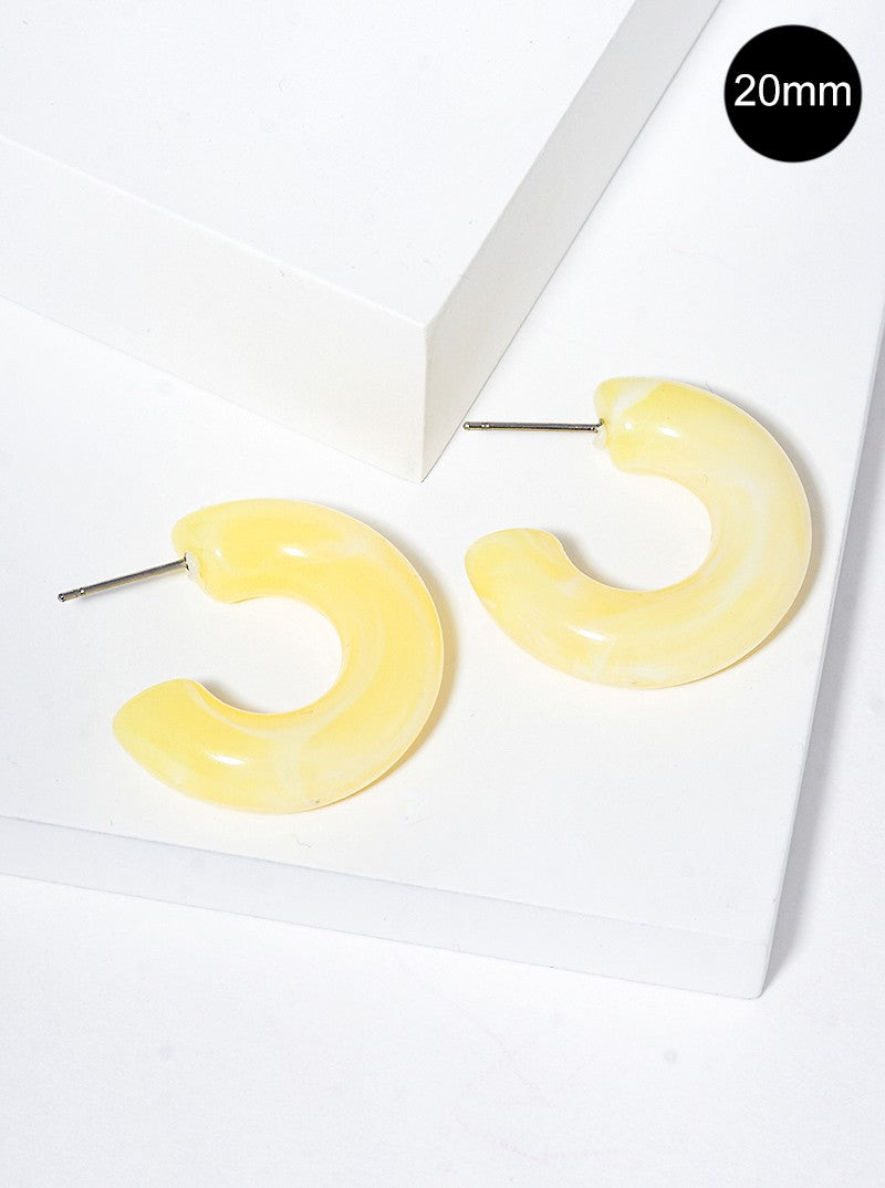 20mm Marbled Resin Open Hoop Earrings