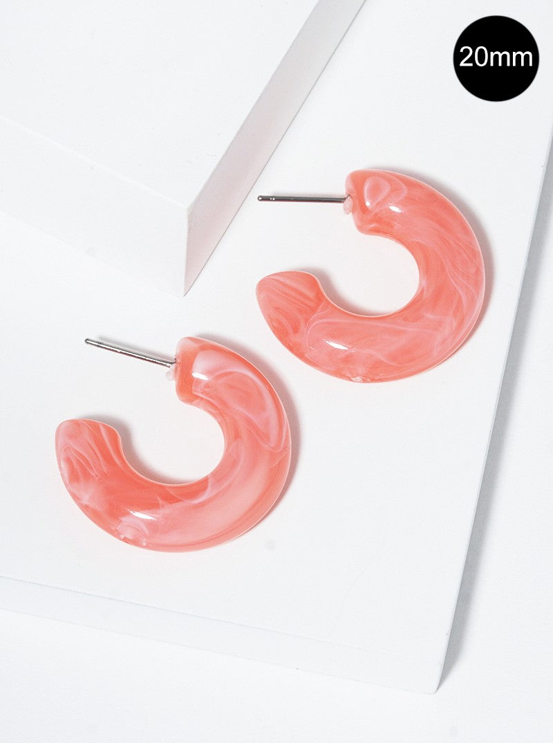 20mm Marbled Resin Open Hoop Earrings